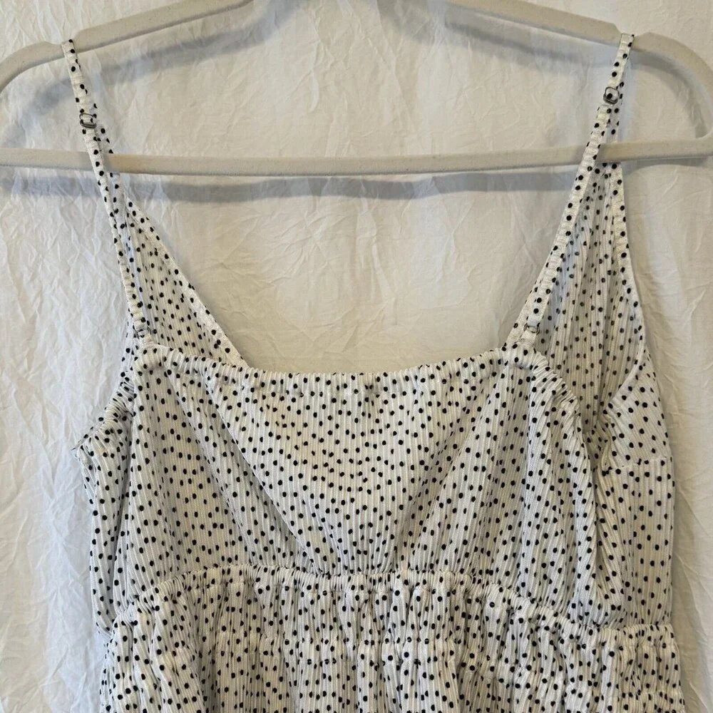 Abercrombie & Fitch Large Sleeveless Babydoll Top Black White‎ Polka Dots Y2K - Picture 4 of 8